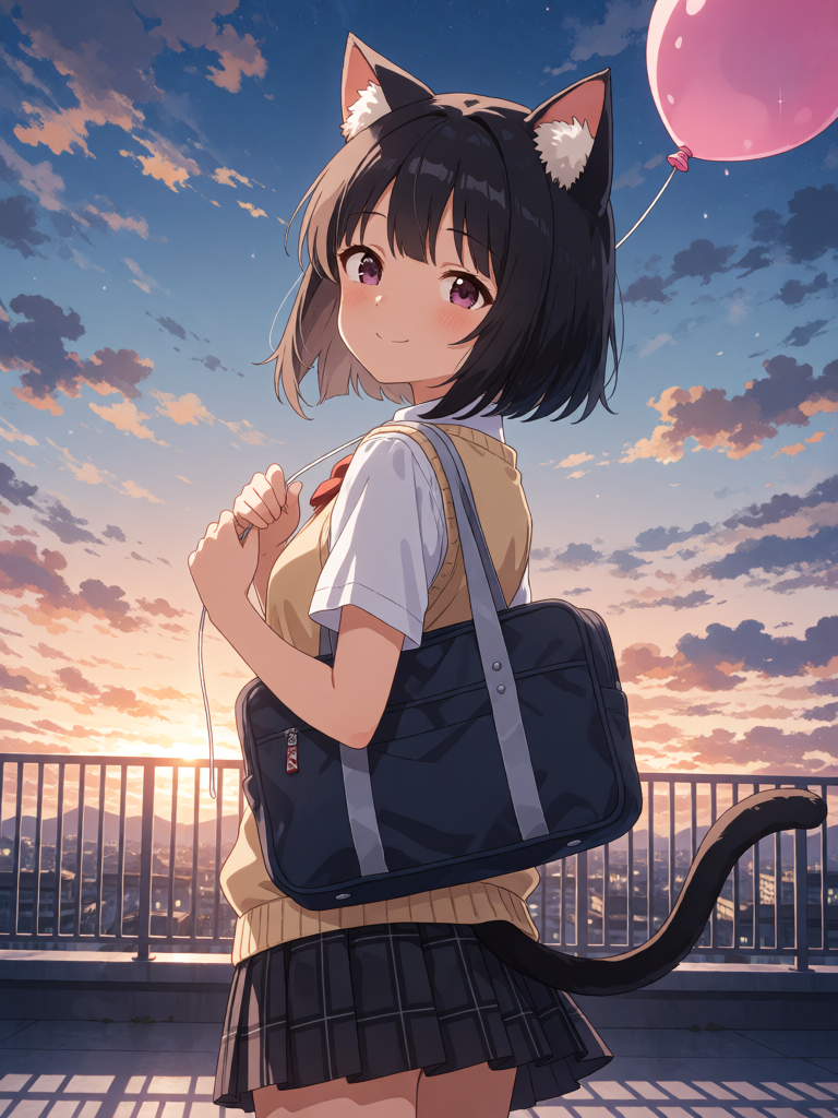 Catgirl Sunset Rooftop