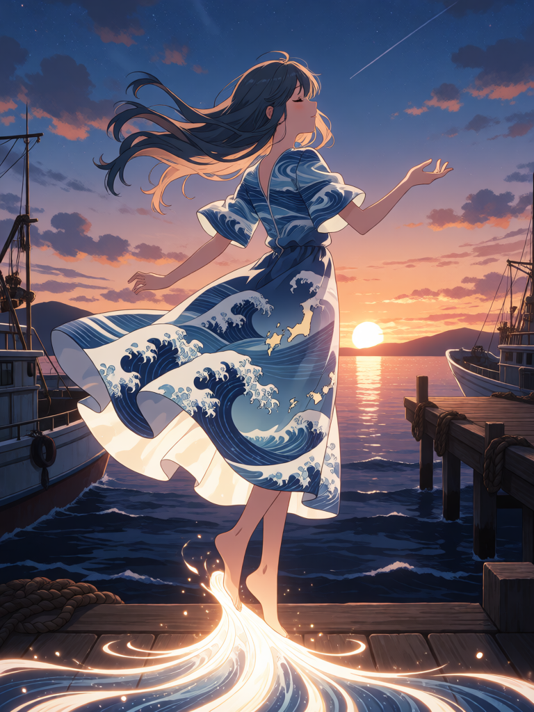 Ocean Wave Dance Dusk