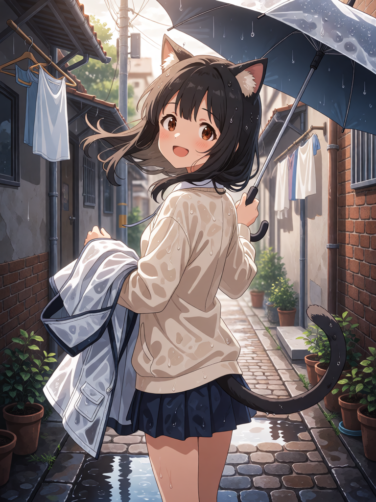 Rainy Alley Catgirl