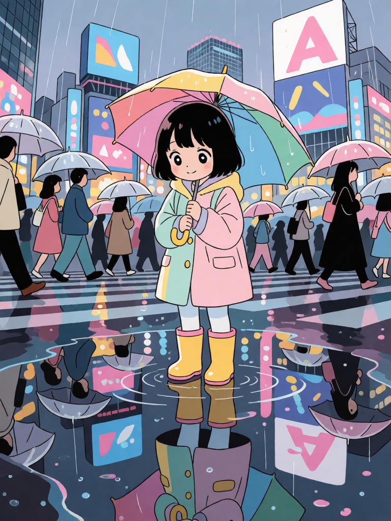 Rainy Shibuya Reflection
