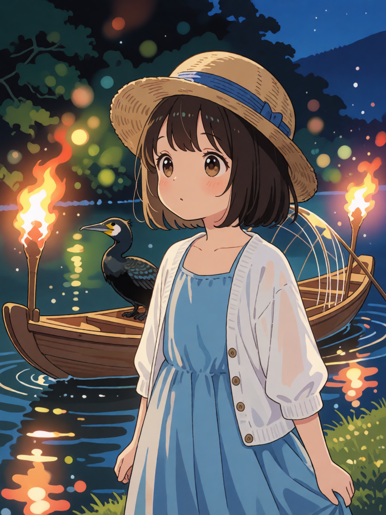 Torchlit River Night